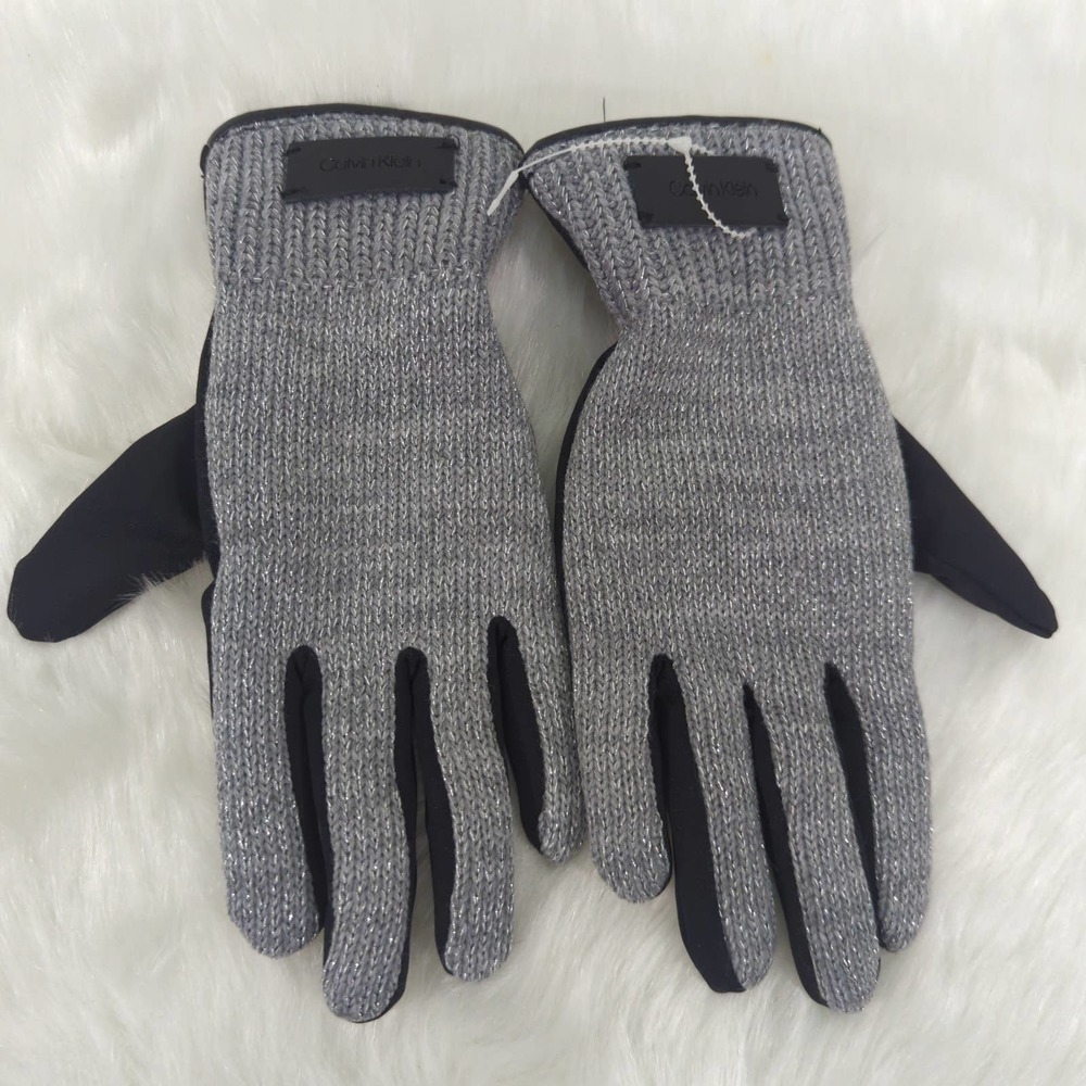 Calvin Klein‎ Gray Metallic Gloves | MEDIUM | NWOT